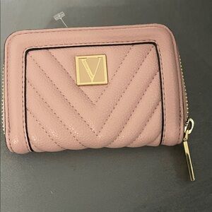 Pink Victoria Secret Quilted Wallet with Gold Accents